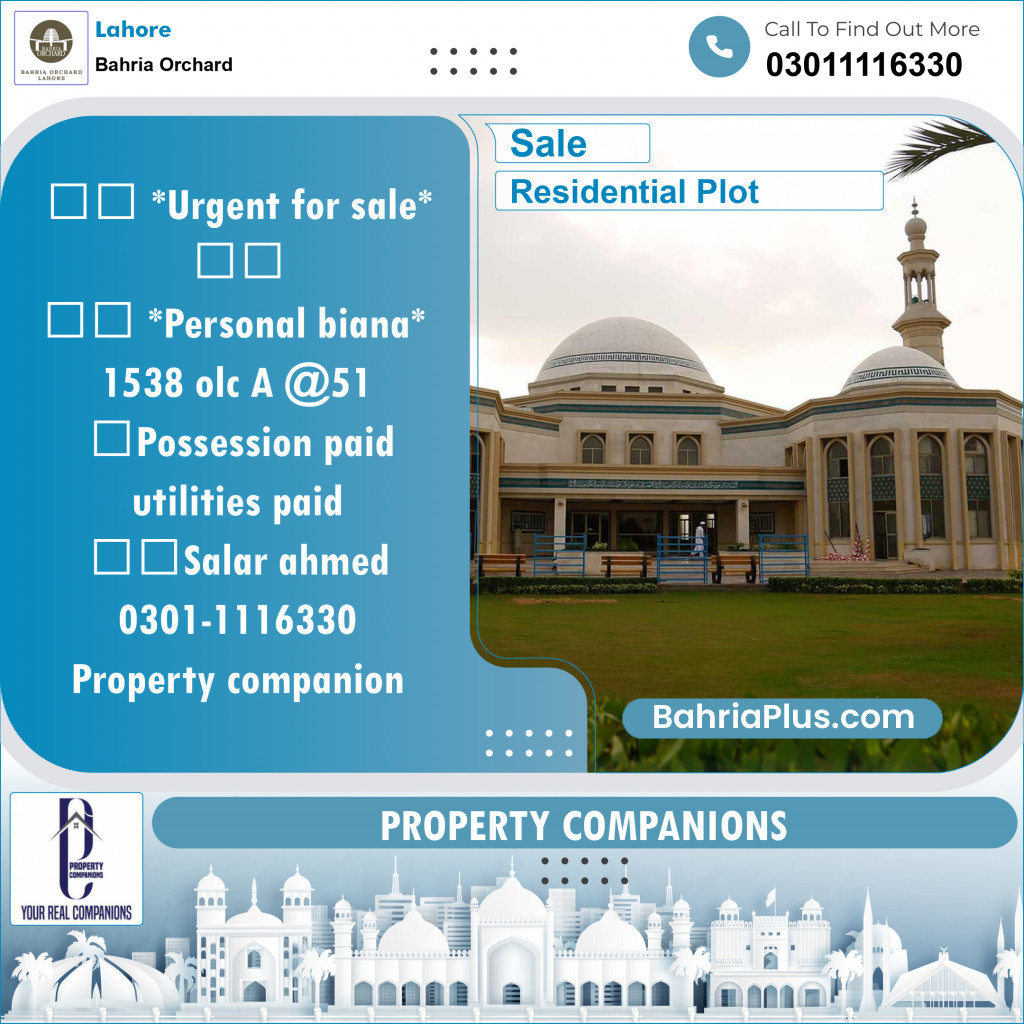 Residential Plot for Sale in OLC-A Block -  Bahria Orchard, Lahore - (BP-123932)