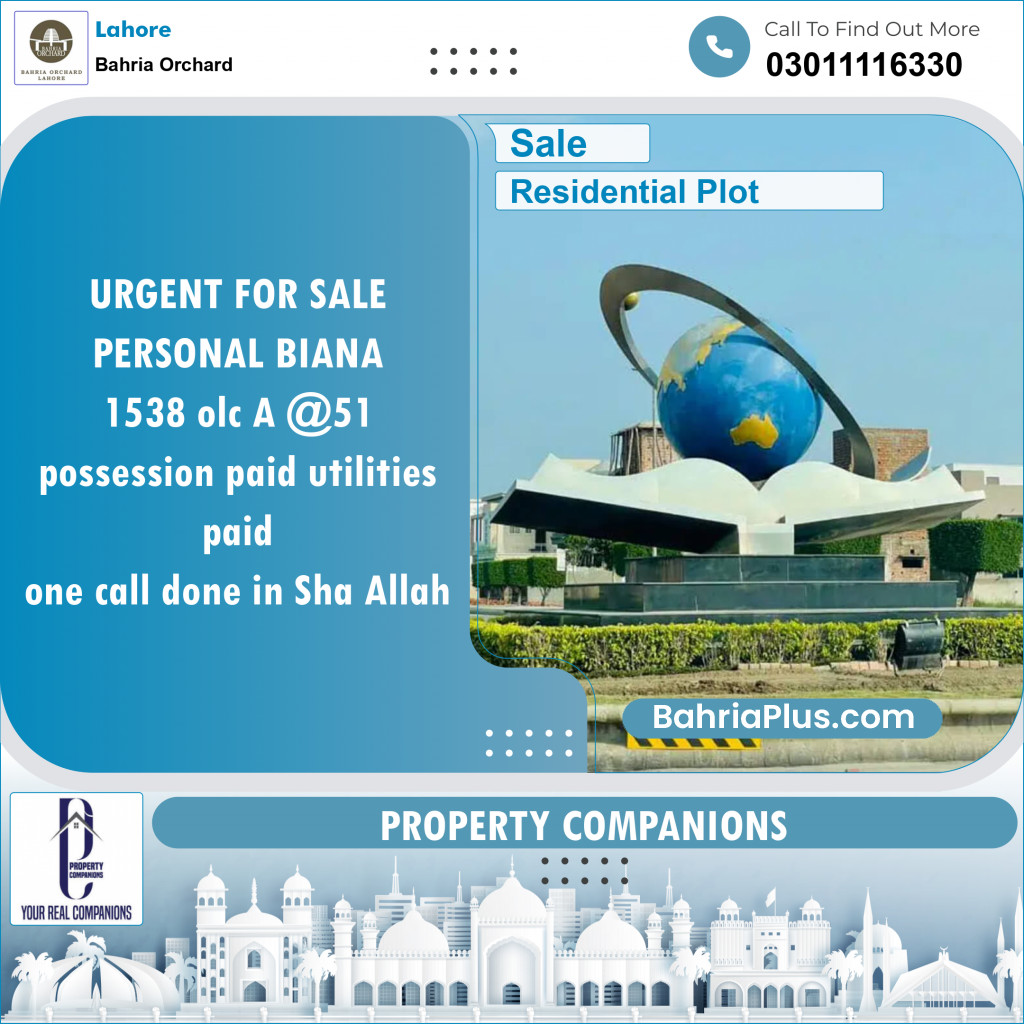 Residential Plot for Sale in Bahria Orchard, Lahore - (BP-123934)