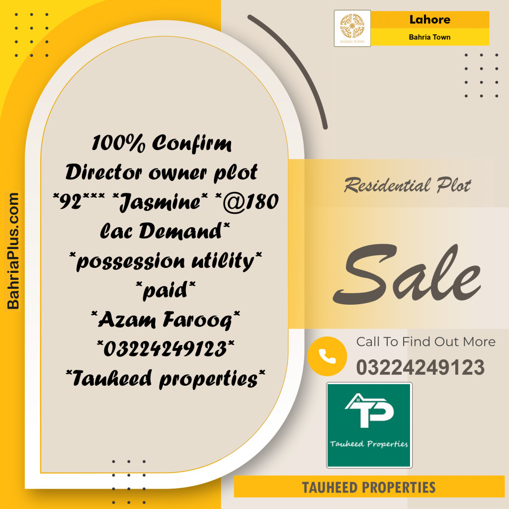 Residential Plot for Sale in Bahria Town, Lahore - (BP-123936)