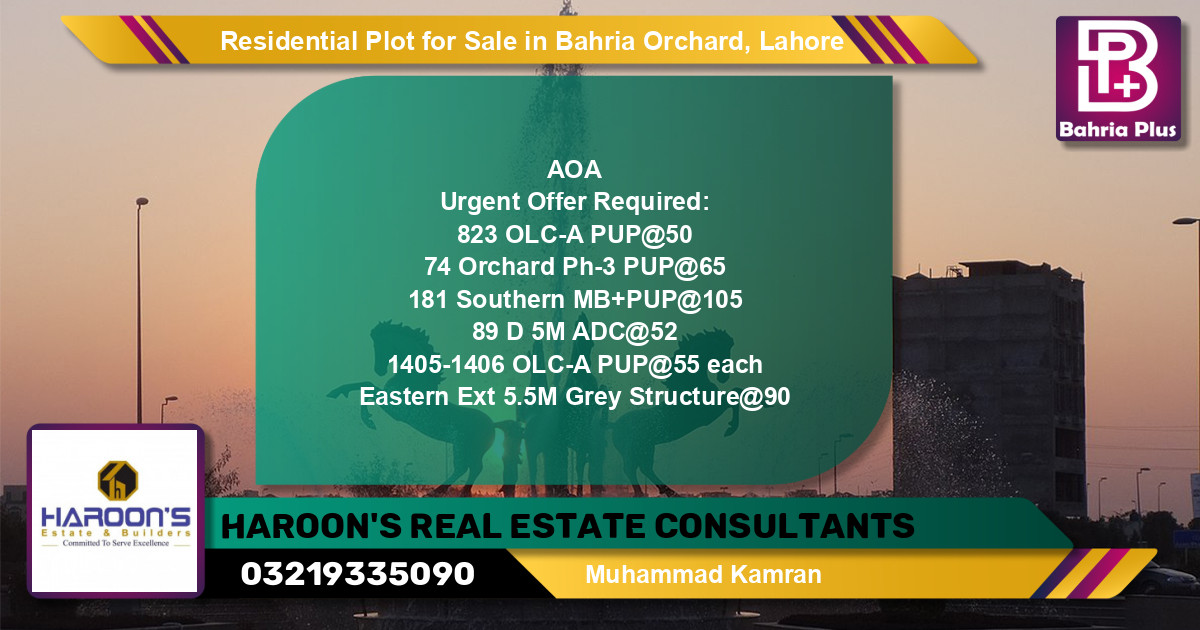 Residential Plot for Sale in Bahria Orchard, Lahore - (BP-123970)