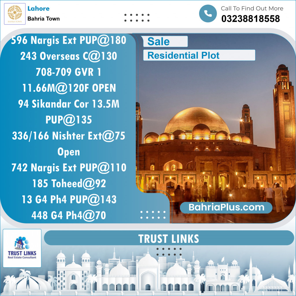 Residential Plot for Sale in Bahria Town, Lahore - (BP-123977)
