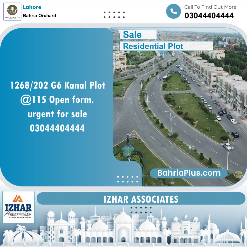 Residential Plot for Sale in Bahria Orchard, Lahore - (BP-124006)