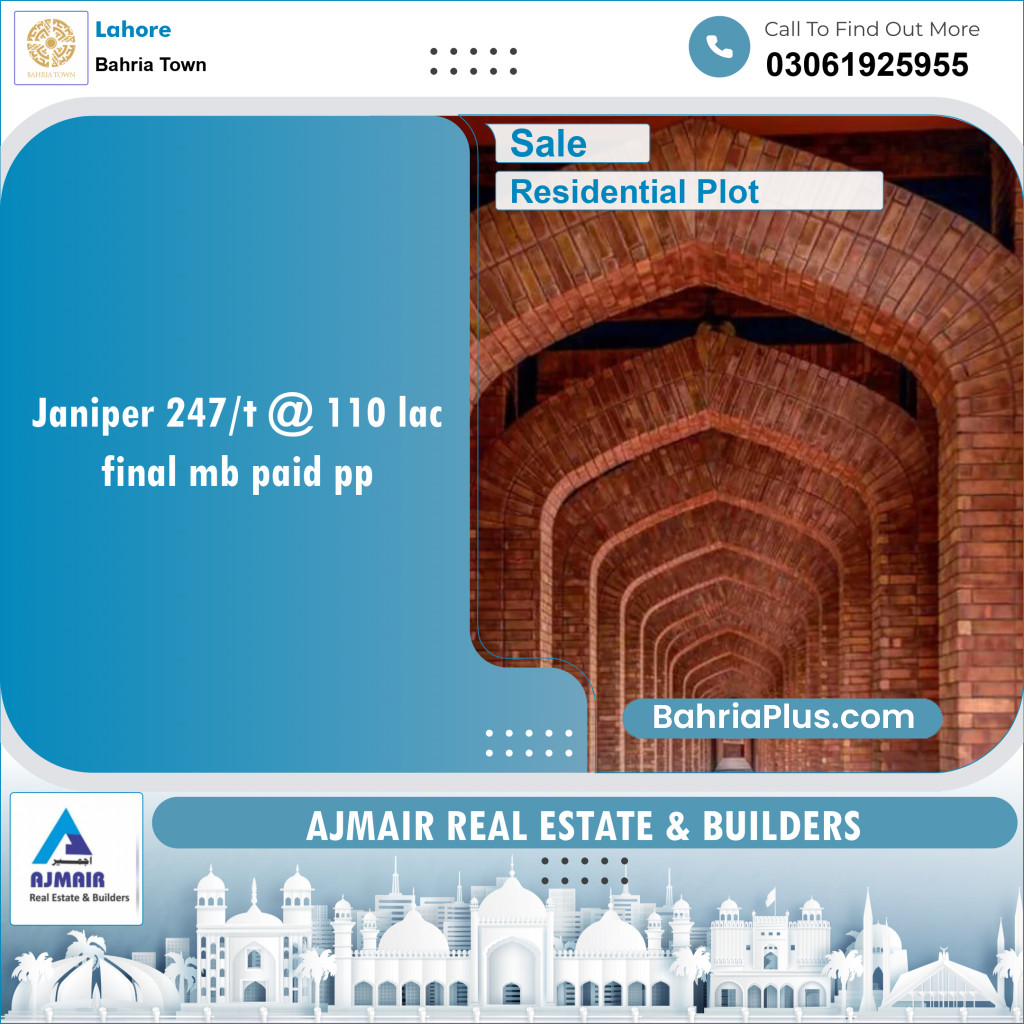 Residential Plot for Sale in Bahria Town, Lahore - (BP-124055)