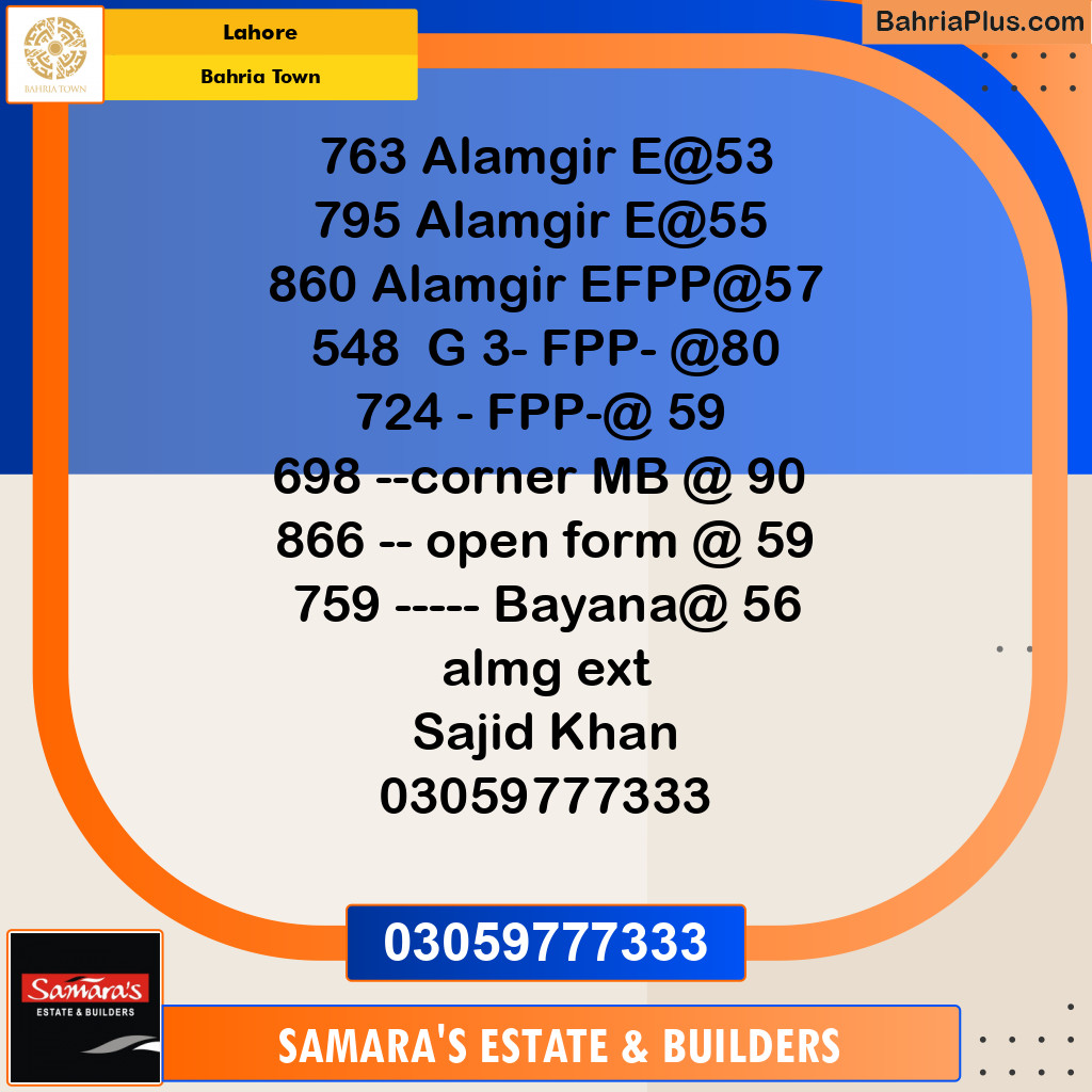 Residential Plot for Sale in Bahria Town, Lahore - (BP-124127)