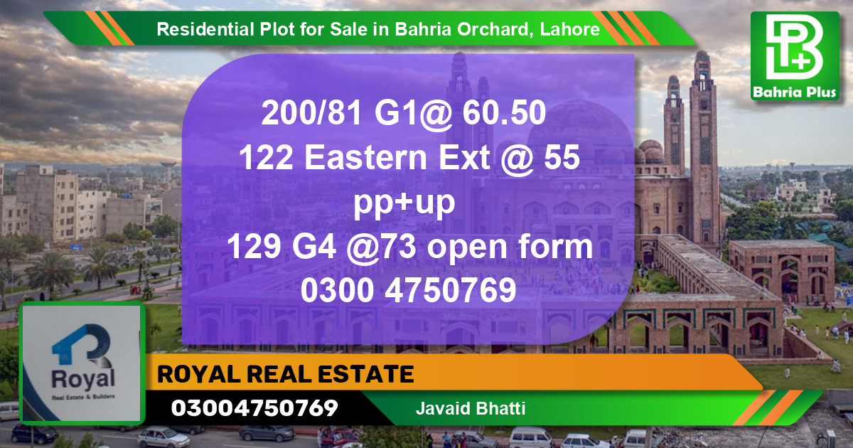 Residential Plot for Sale in Bahria Orchard, Lahore - (BP-124151)