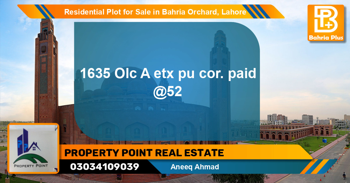 Residential Plot for Sale in Bahria Orchard, Lahore - (BP-124178)