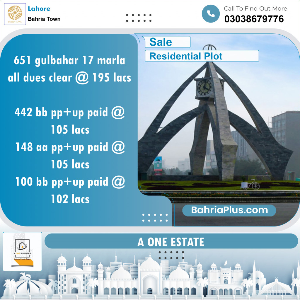 Residential Plot for Sale in Bahria Town, Lahore - (BP-124208)