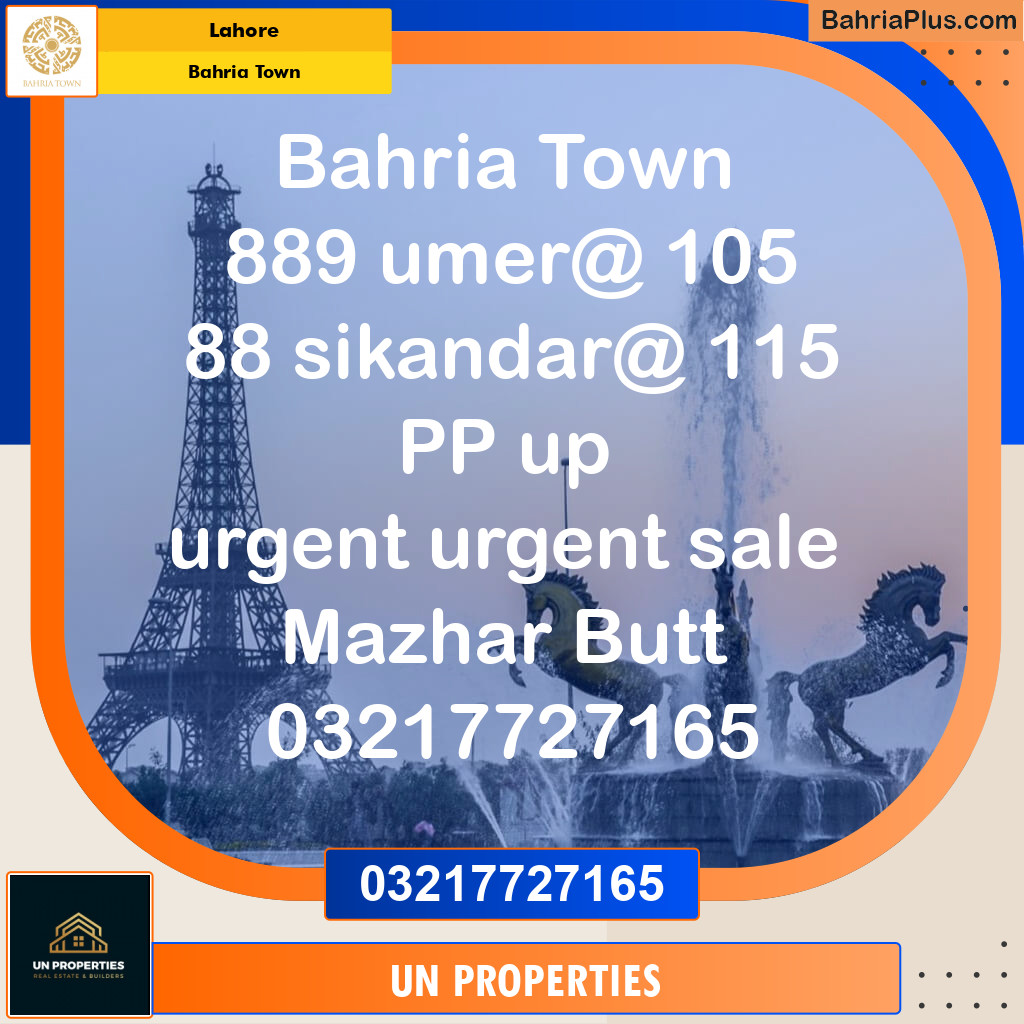 Residential Plot for Sale in Bahria Town, Lahore - (BP-124243)