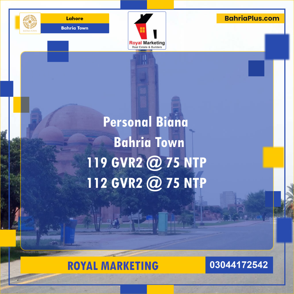 Residential Plot for Sale in Bahria Town, Lahore - (BP-124245)