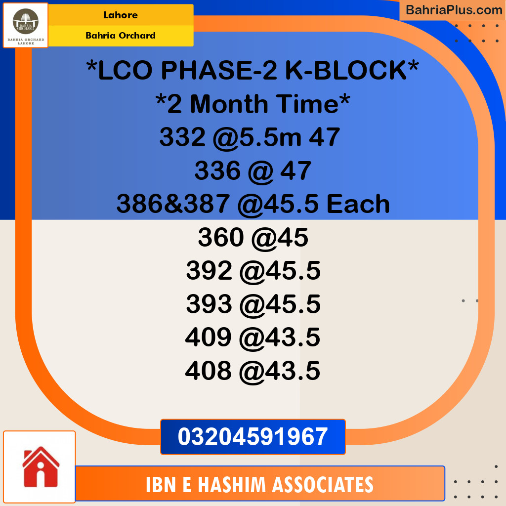 Residential Plot for Sale in Bahria Orchard, Lahore - (BP-124257)