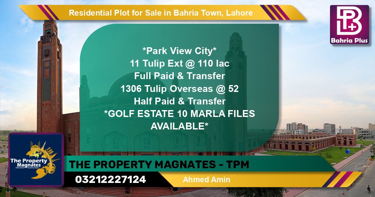 Residential Plot for Sale in Bahria Town, Lahore - (BP-124306)