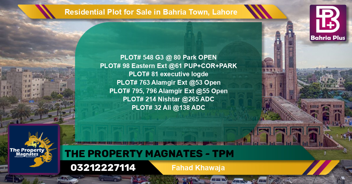 Residential Plot for Sale in Bahria Town, Lahore - (BP-124336)