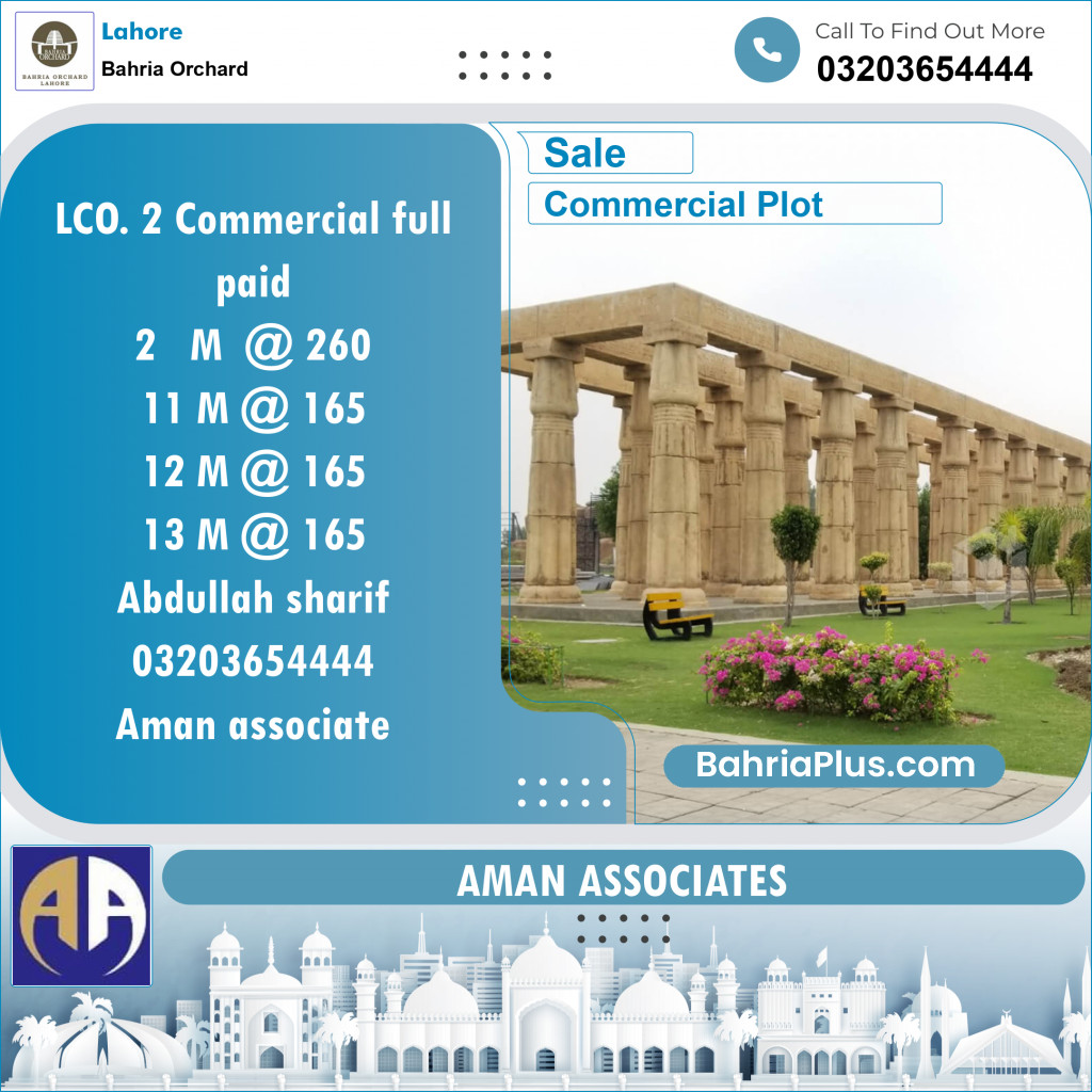 Commercial Plot for Sale in Bahria Orchard, Lahore - (BP-124349)