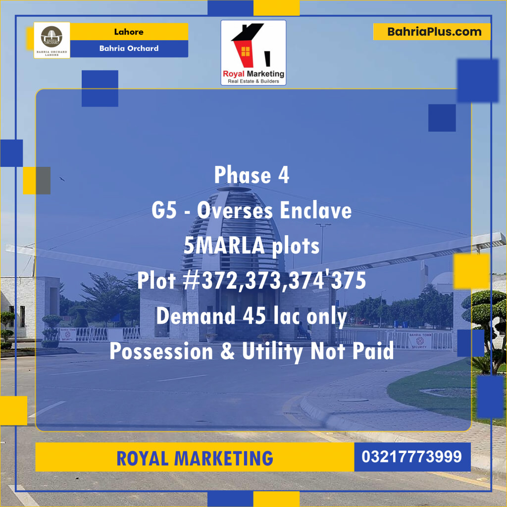 Residential Plot for Sale in Bahria Orchard, Lahore - (BP-124359)
