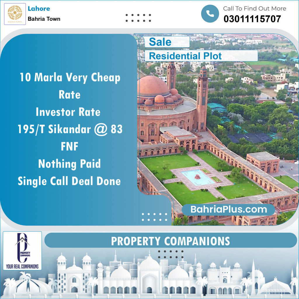 Residential Plot for Sale in Bahria Town, Lahore - (BP-124372)