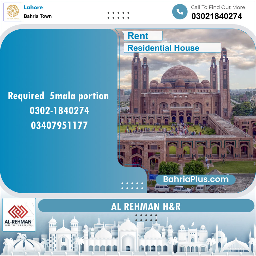 Residential House for Rent in Bahria Town, Lahore - (BP-124379)