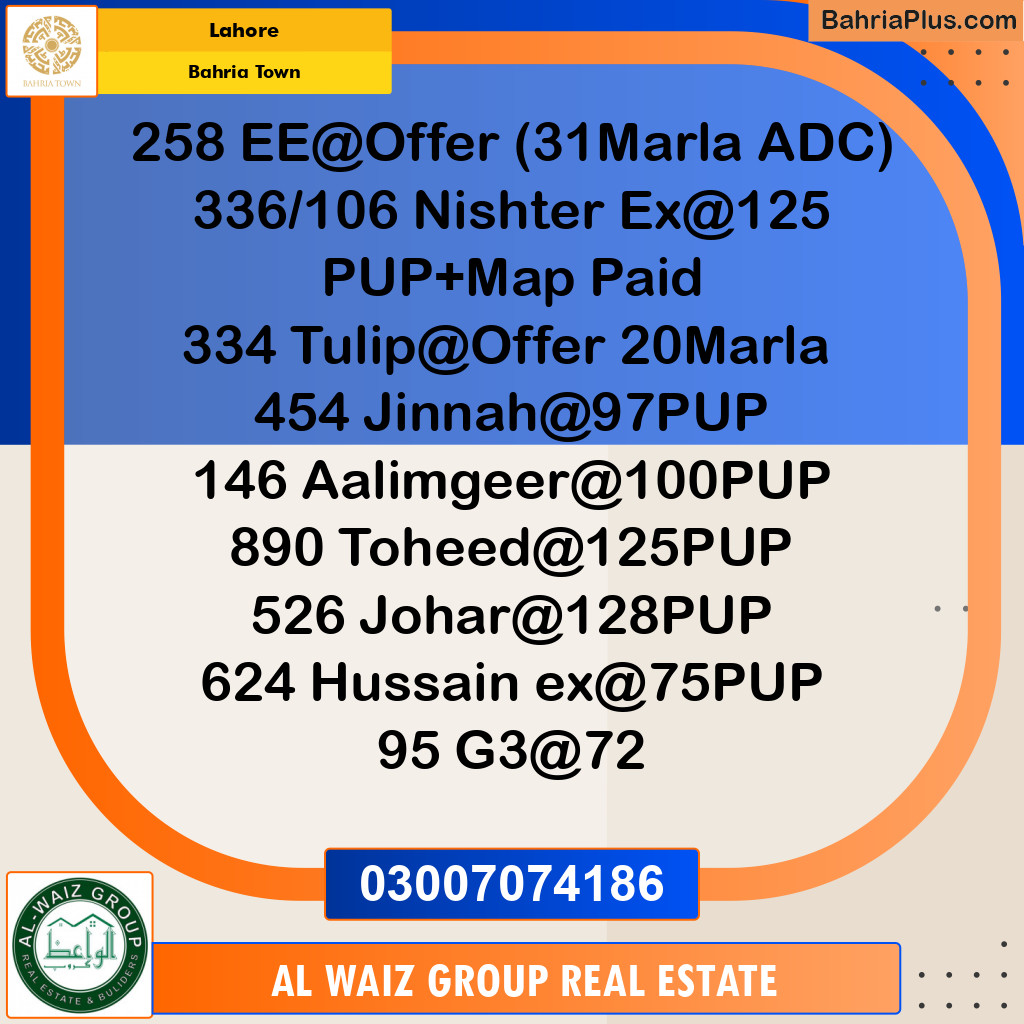 Residential Plot for Sale in Bahria Town, Lahore - (BP-124431)
