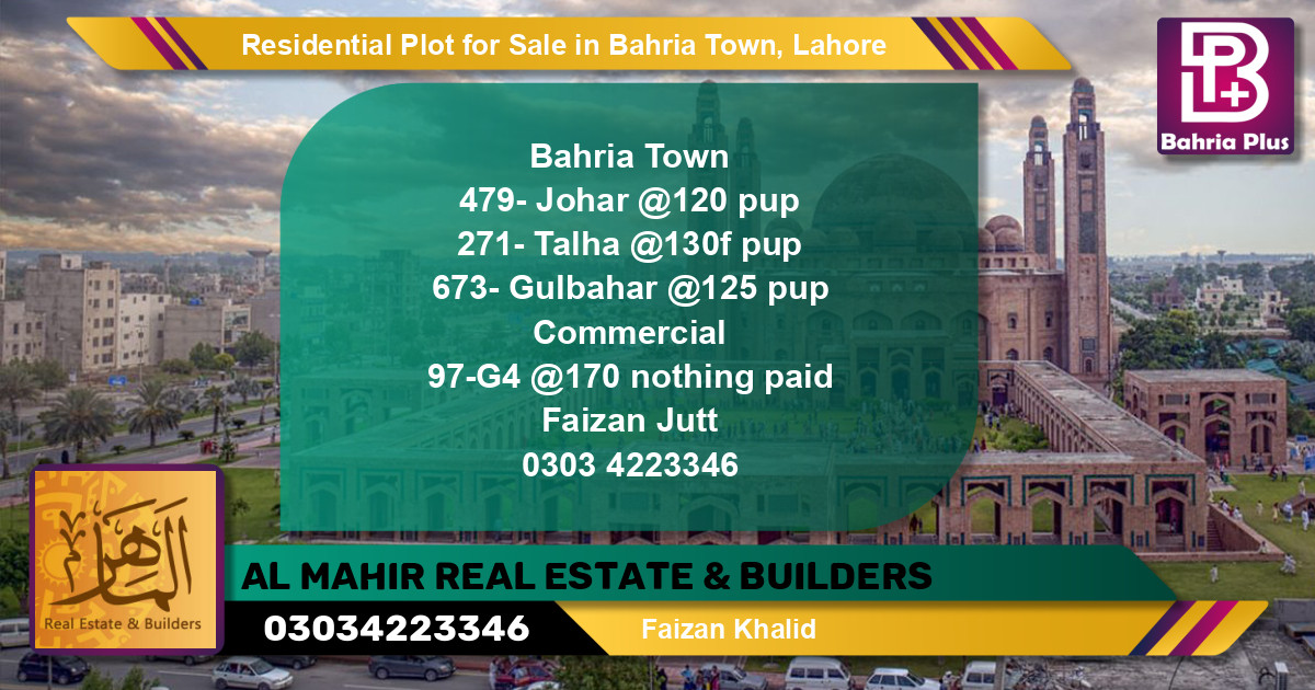 Residential Plot for Sale in Sector E - Johar Block -  Bahria Town, Lahore - (BP-124443)