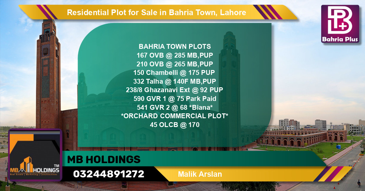 Residential Plot for Sale in Bahria Town, Lahore - (BP-124448)