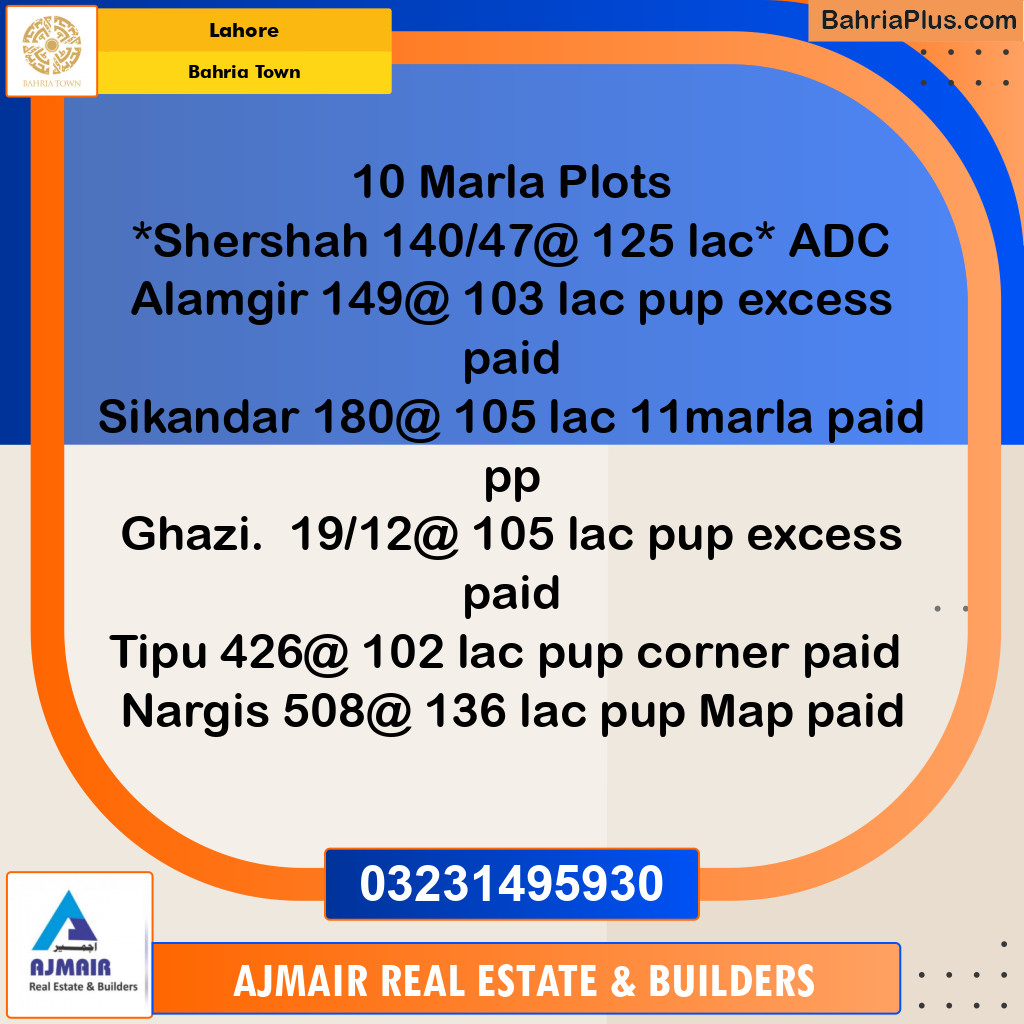 Residential Plot for Sale in Bahria Town, Lahore - (BP-124457)