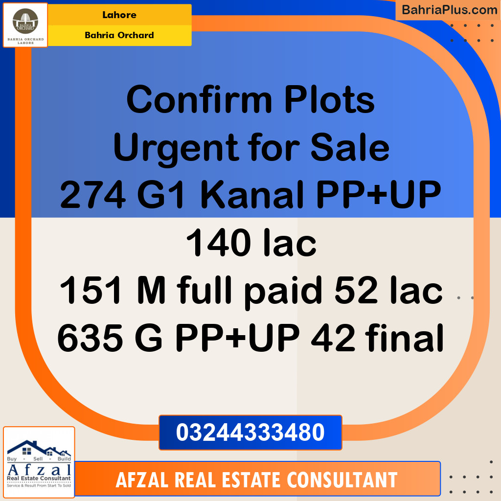 Residential Plot for Sale in Bahria Orchard, Lahore - (BP-124486)