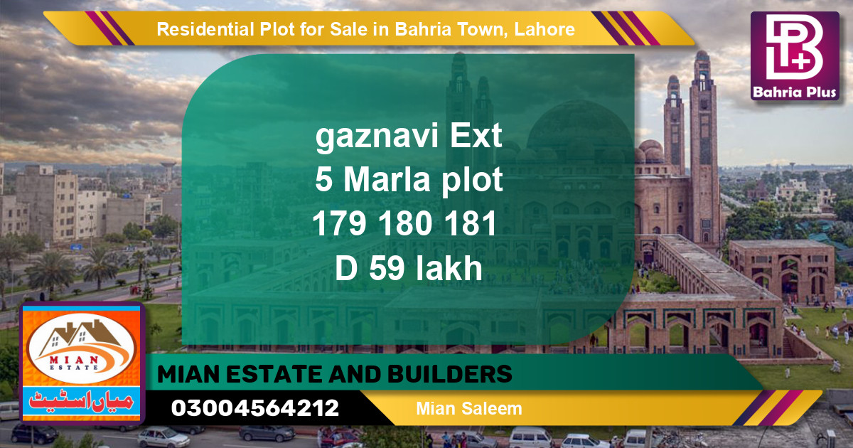 Residential Plot for Sale in Bahria Town, Lahore - (BP-124490)