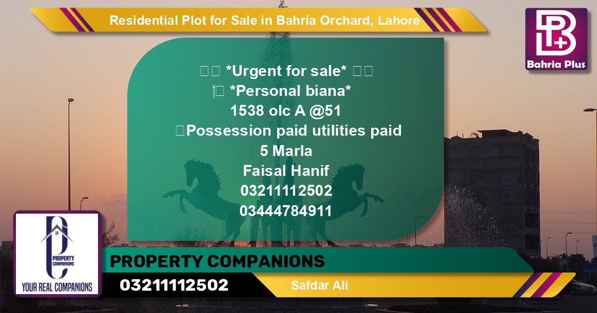 Residential Plot for Sale in OLC-A Block -  Bahria Orchard, Lahore - (BP-124523)
