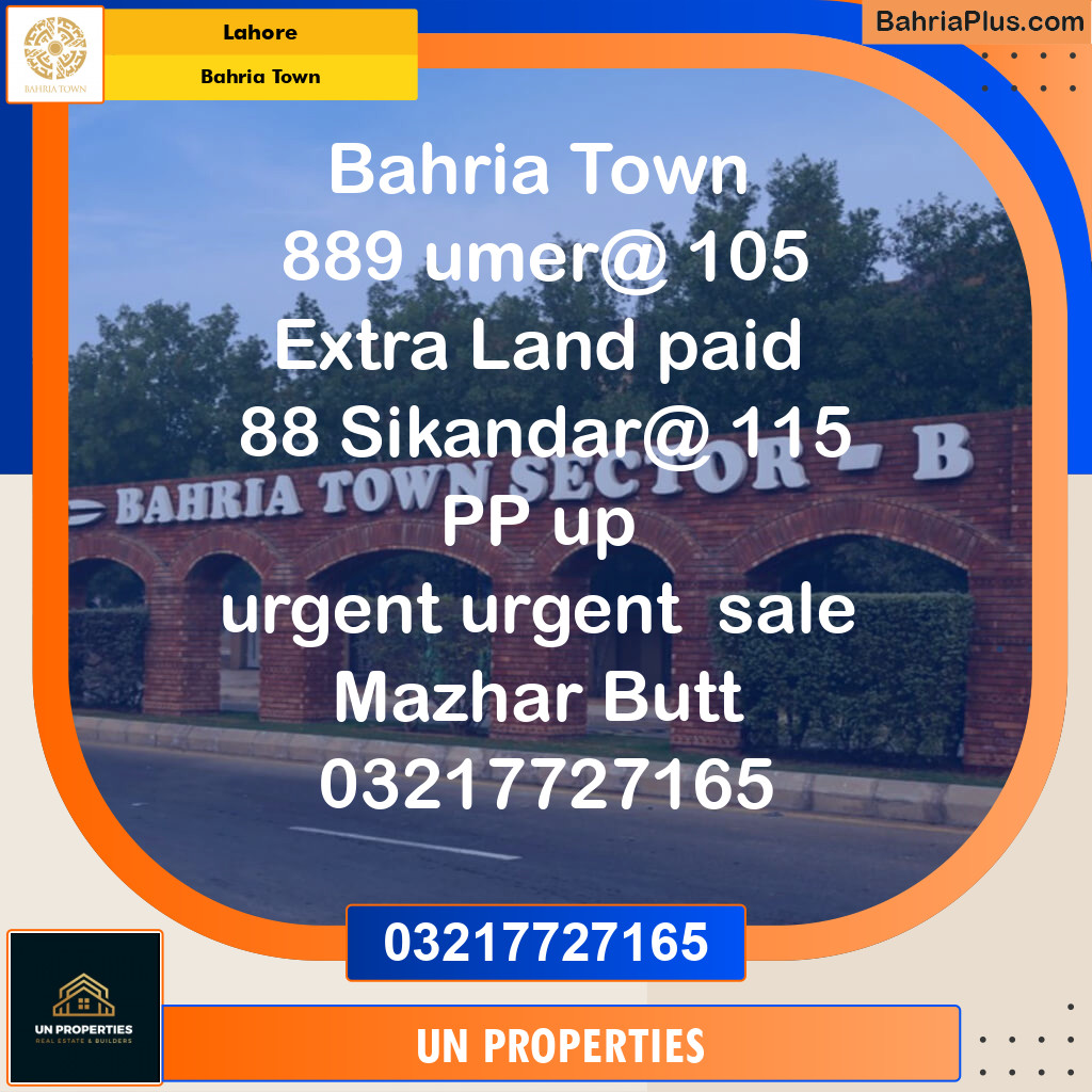 Residential Plot for Sale in Bahria Town, Lahore - (BP-124542)