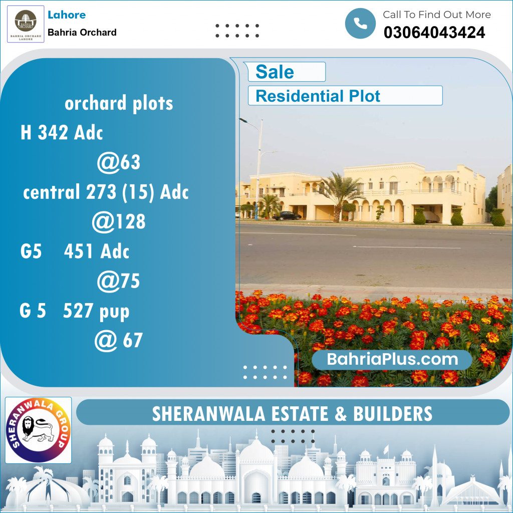 Residential Plot for Sale in Bahria Orchard, Lahore - (BP-124589)