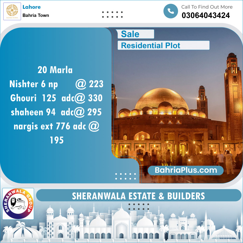 Residential Plot for Sale in Bahria Town, Lahore - (BP-124592)