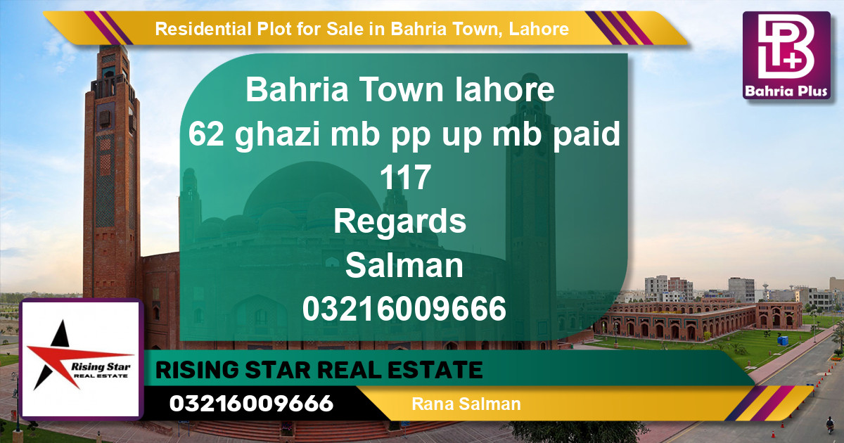 Residential Plot for Sale in Bahria Town, Lahore - (BP-124597)