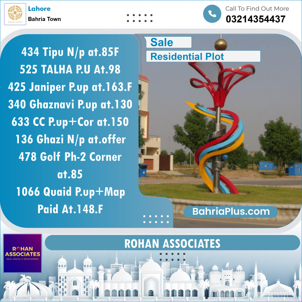 Residential Plot for Sale in Bahria Town, Lahore - (BP-124605)