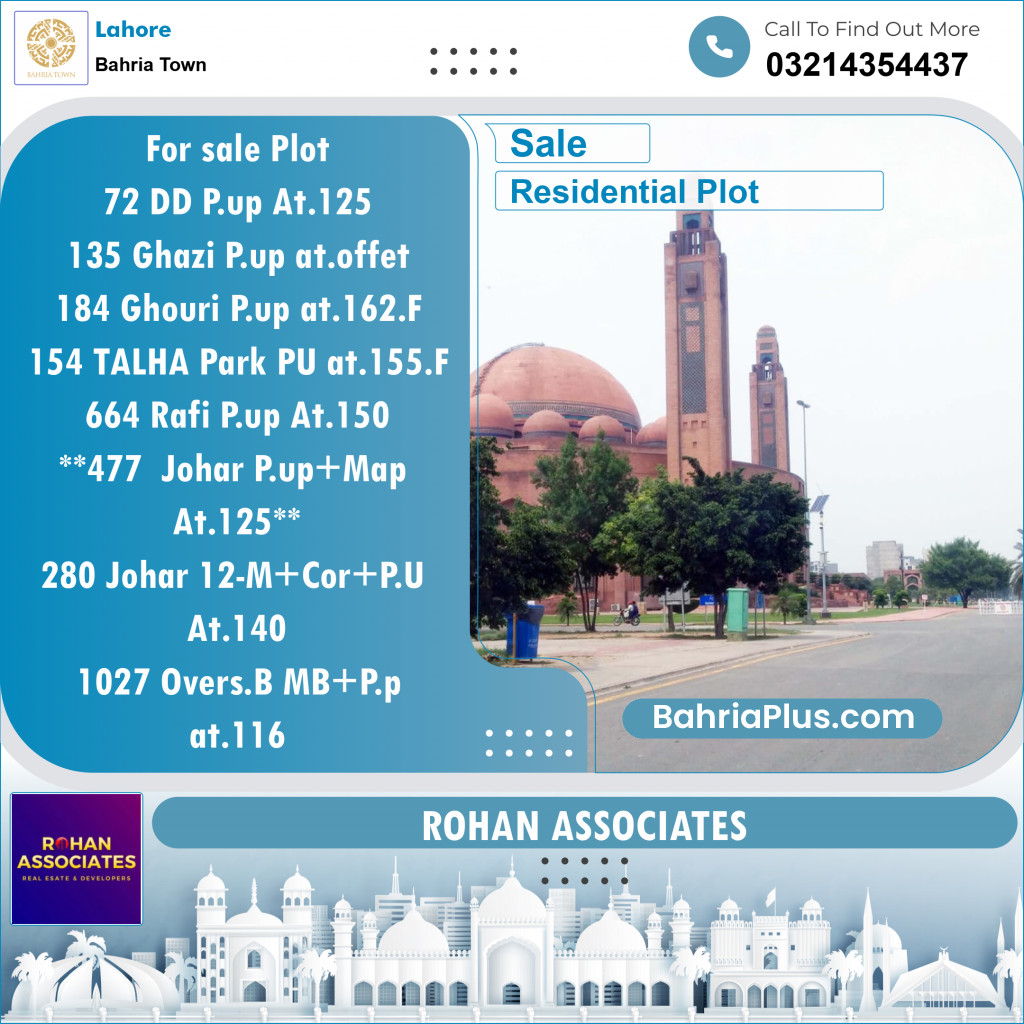 Residential Plot for Sale in Bahria Town, Lahore - (BP-124607)