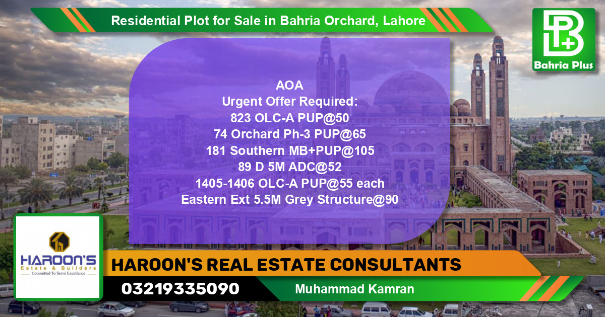 Residential Plot for Sale in Bahria Orchard, Lahore - (BP-124616)
