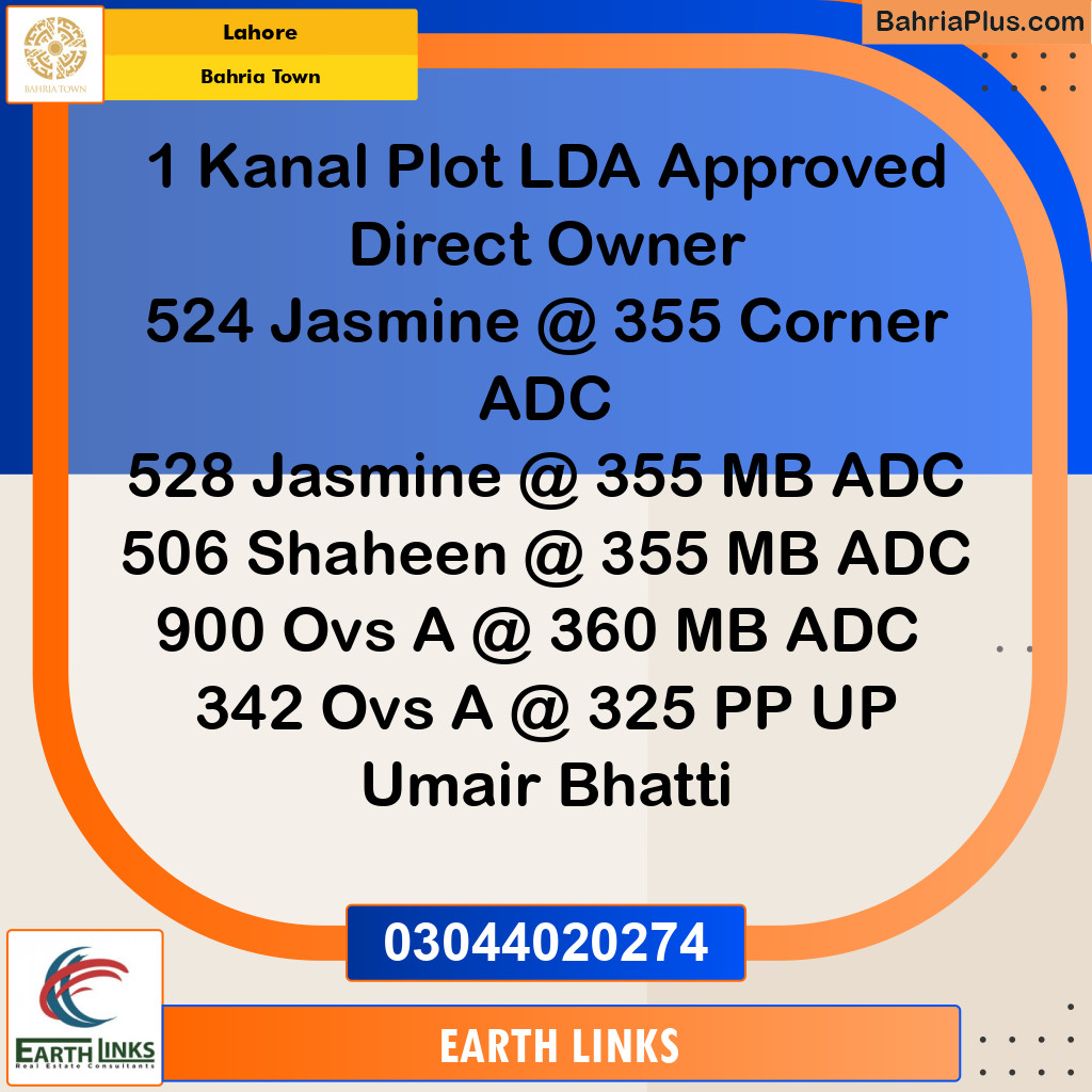 Residential Plot for Sale in Bahria Town, Lahore - (BP-124635)