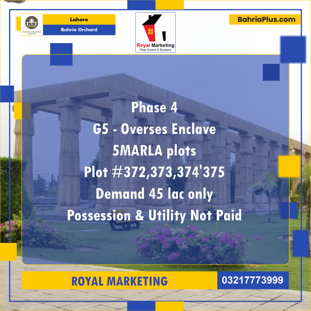 Residential Plot for Sale in Bahria Orchard, Lahore - (BP-124659)