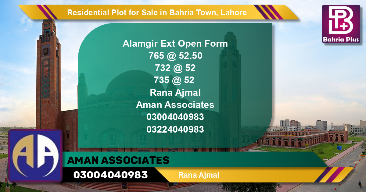 Residential Plot for Sale in Bahria Town, Lahore - (BP-124676)