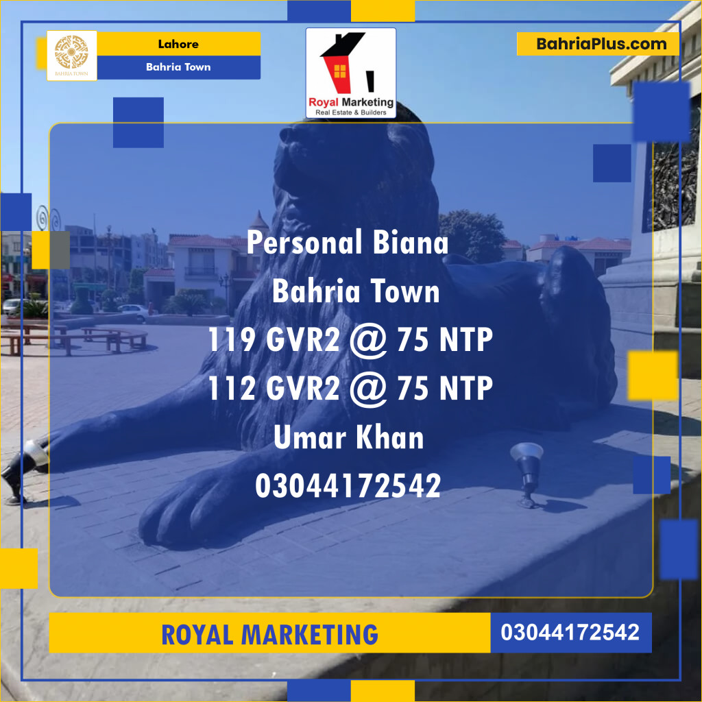 Residential Plot for Sale in Bahria Town, Lahore - (BP-124775)