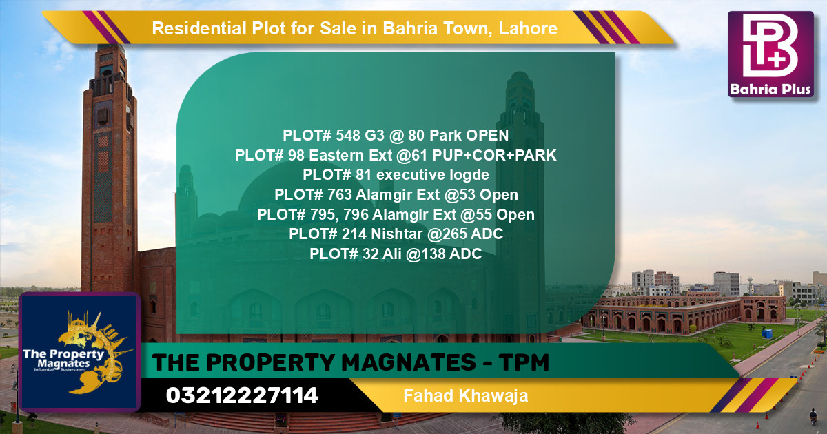 Residential Plot for Sale in Bahria Town, Lahore - (BP-124790)