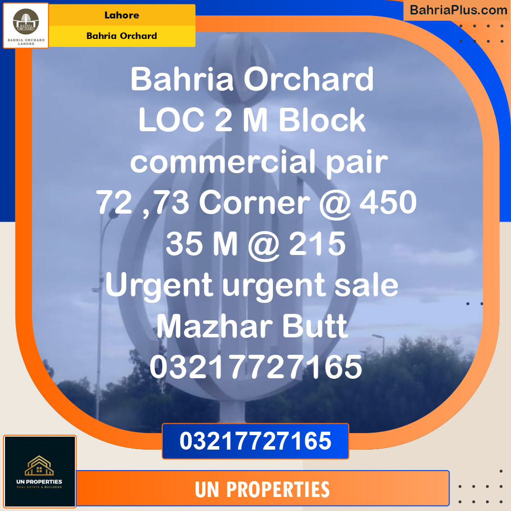 Residential Plot for Sale in Bahria Orchard, Lahore - (BP-124812)