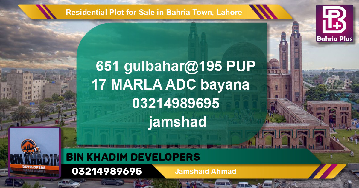Residential Plot for Sale in Bahria Town, Lahore - (BP-124816)