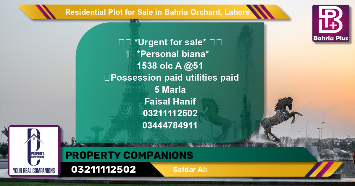Residential Plot for Sale in OLC-A Block -  Bahria Orchard, Lahore - (BP-124827)
