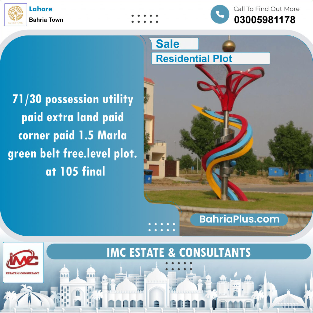 Residential Plot for Sale in Bahria Town, Lahore - (BP-124848)