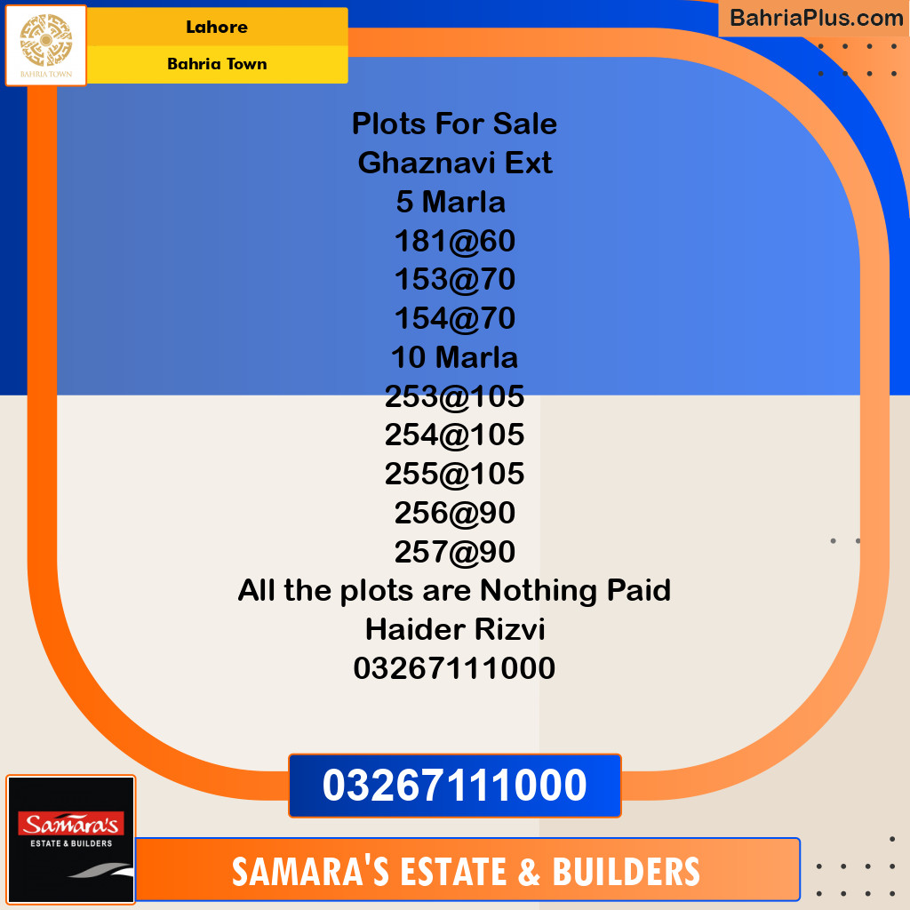 Residential Plot for Sale in Sector F - Ghaznavi Ext. Block -  Bahria Town, Lahore - (BP-124853)