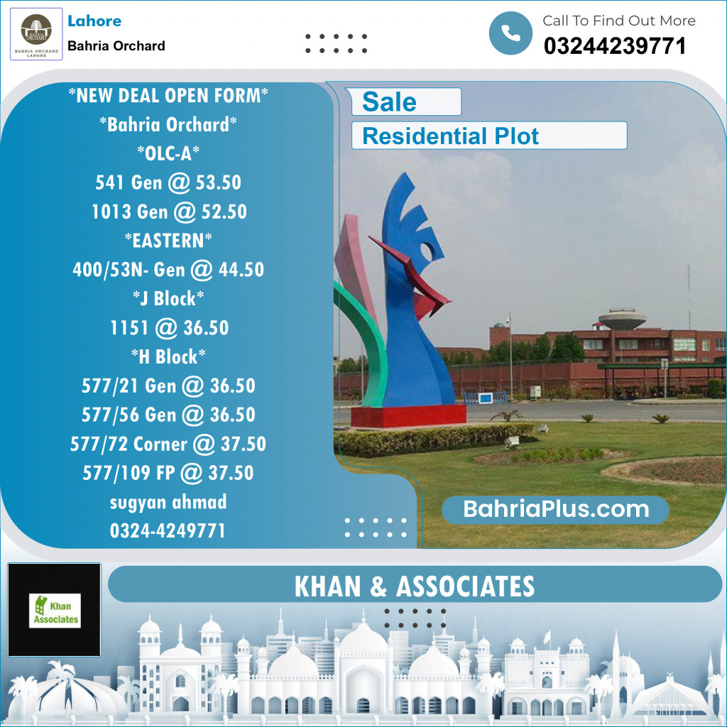 Residential Plot for Sale in Bahria Orchard, Lahore - (BP-124876)