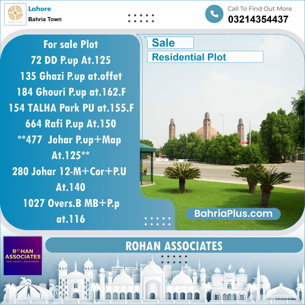 Residential Plot for Sale in Bahria Town, Lahore - (BP-124881)