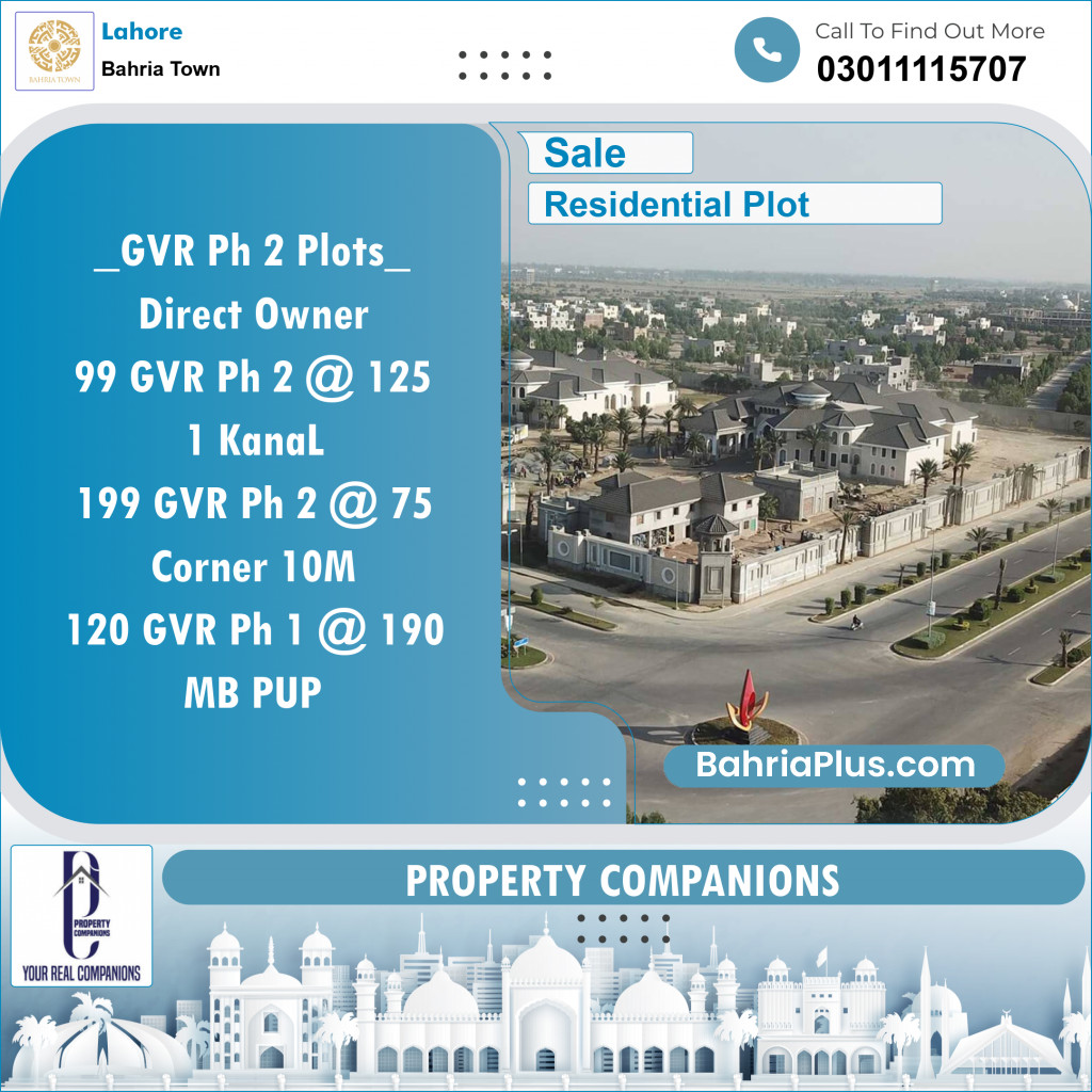 Residential Plot for Sale in Bahria Town, Lahore - (BP-124901)