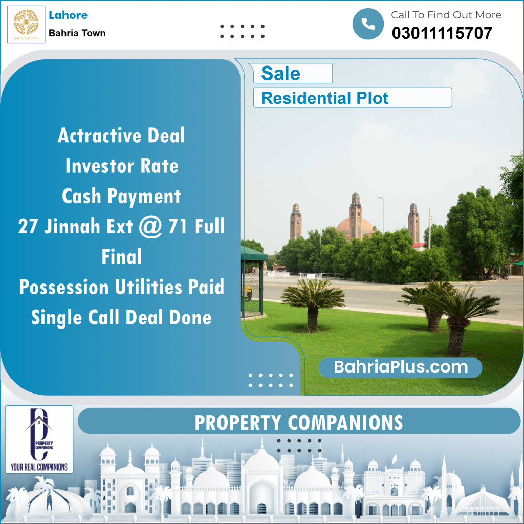 Residential Plot for Sale in Bahria Town, Lahore - (BP-124903)