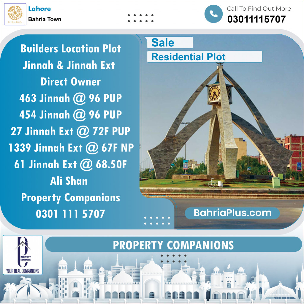 Residential Plot for Sale in Bahria Town, Lahore - (BP-124911)