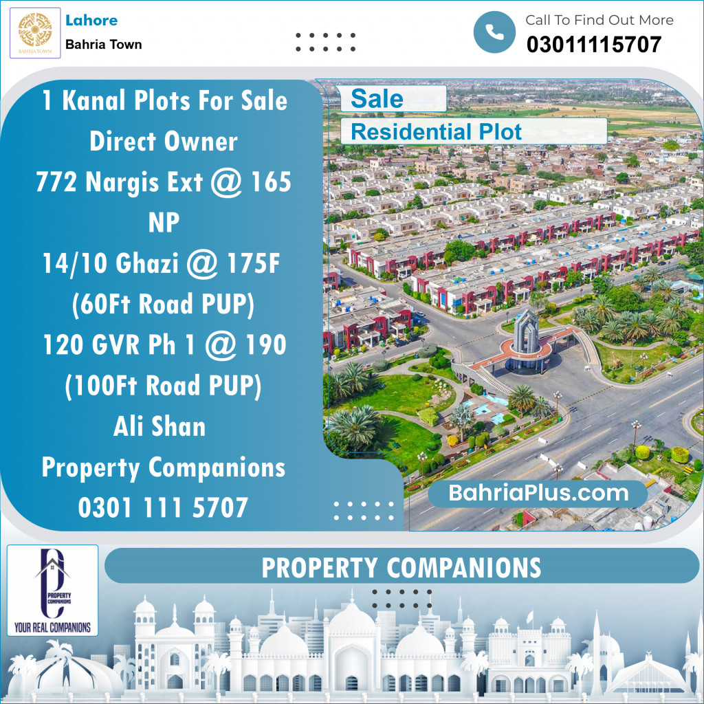 Residential Plot for Sale in Bahria Town, Lahore - (BP-124912)